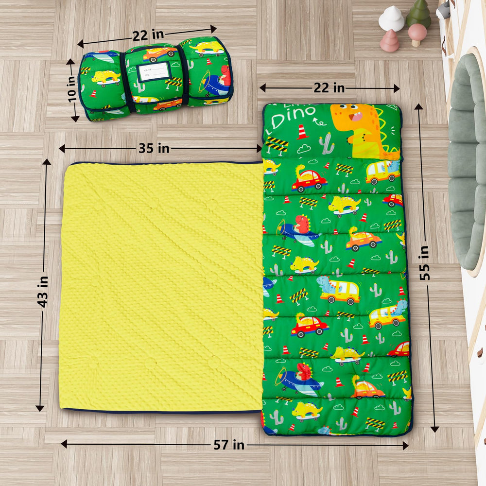 PRIMLECT nap mat showing soft minky dot lining for gentle snuggles.