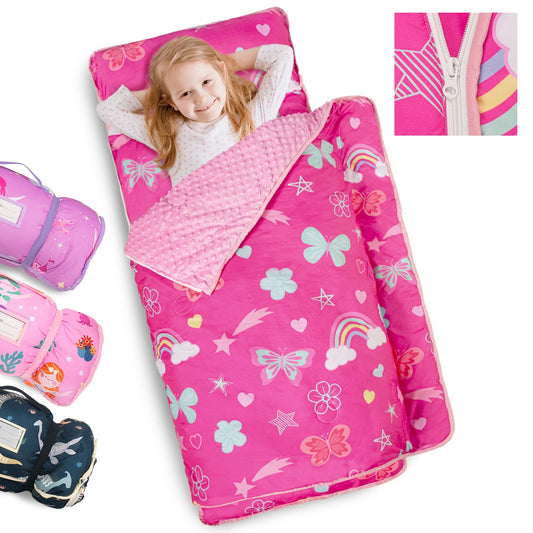 PRIMLECT Rainbow Butterfly nap mat rolled for travel convenience