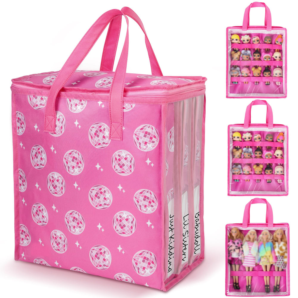 Primo Lines large doll storage bag with label and handle for easy travel and organization.