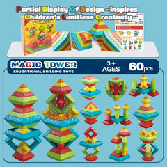 Prinlion pyramid tower promotes stacking skills and imaginative play.