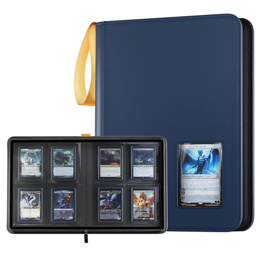 ProCase four-pocket top loader binder in navy cover protecting cards on the go