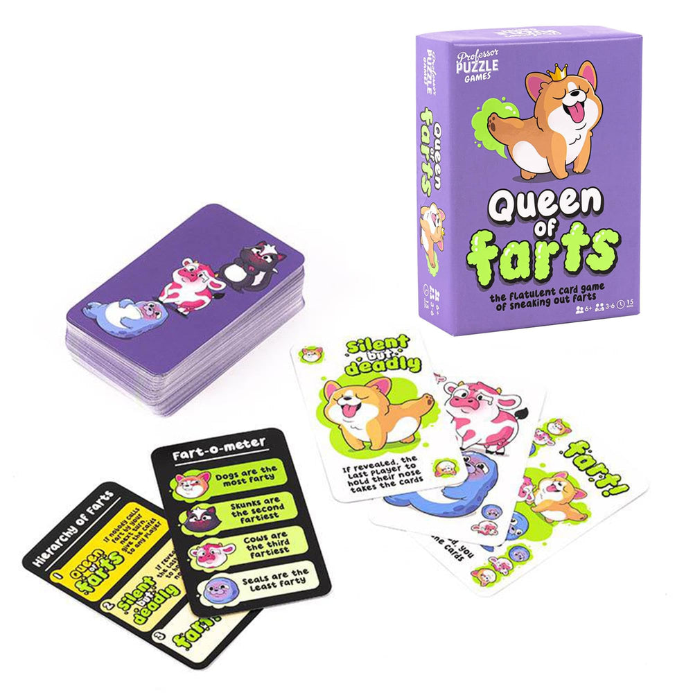 Professor PUZZLE Queen of Farts players in action highlighting quick rounds.