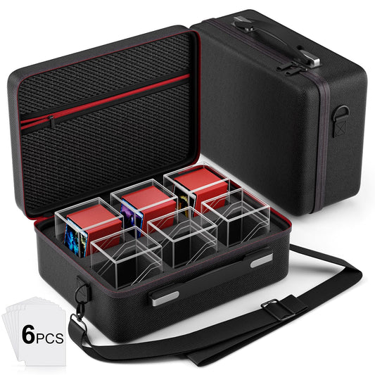 Proijeut six-pack clear deck boxes for organized card storage.
