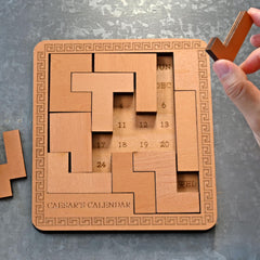 Project Genius Caesar's Calendar laser-engraved wood construction adds premium desk appeal.