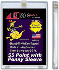 Pro-Mold 55pt magnetic card holder closed with gold magnet securing sleeve.