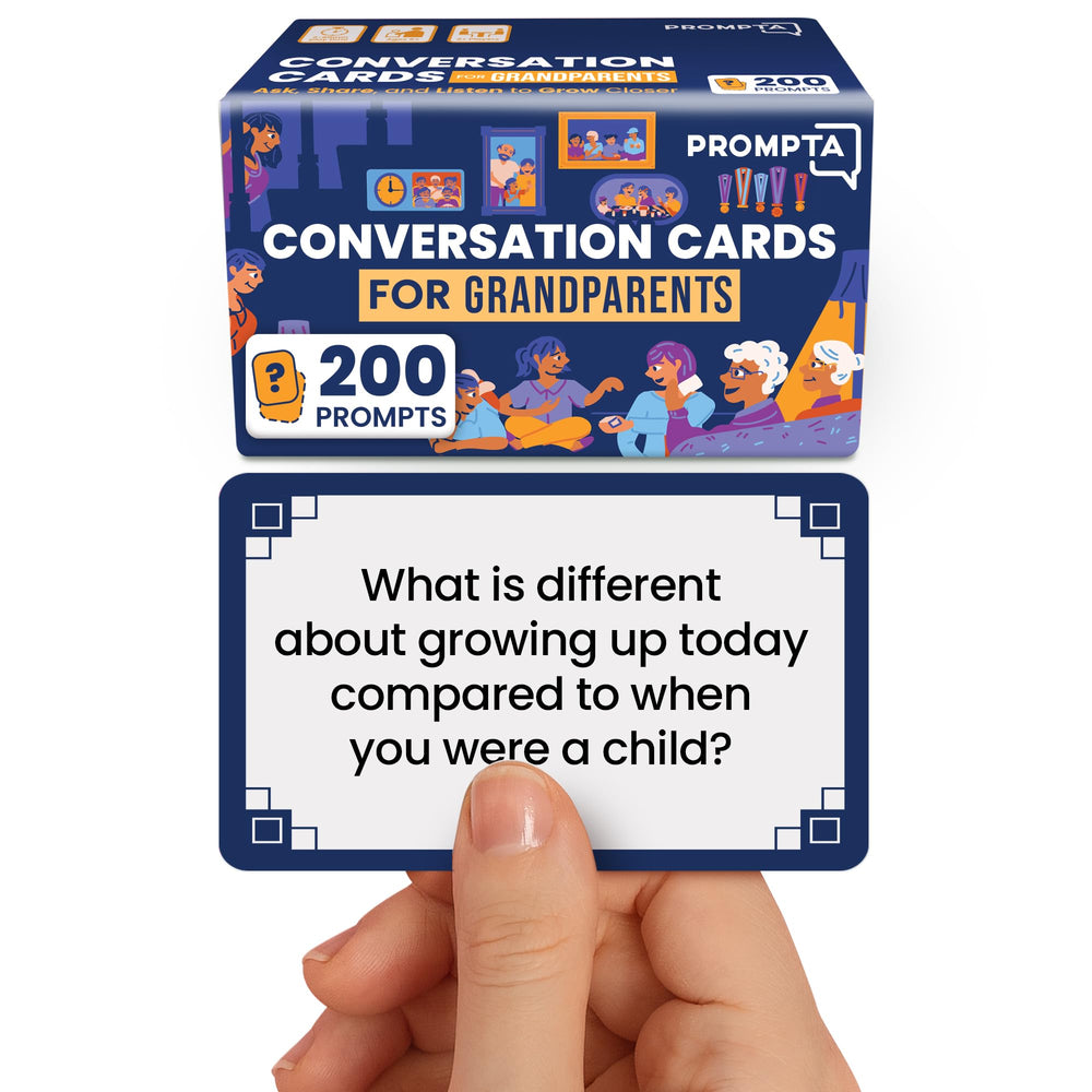 Prompta 200 cards deck for grandparents, ideal for storytelling and family bonding.