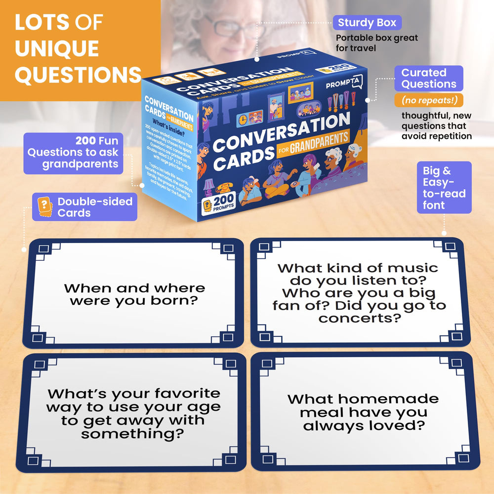 Family game night with Prompta cards fostering connection across generations.