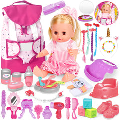 PROOU baby care doll playset backpack for organized pretend play on the go