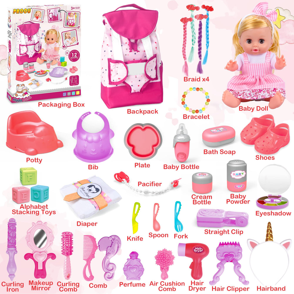 PROOU realistic baby doll for nurturing role-play and imaginative play