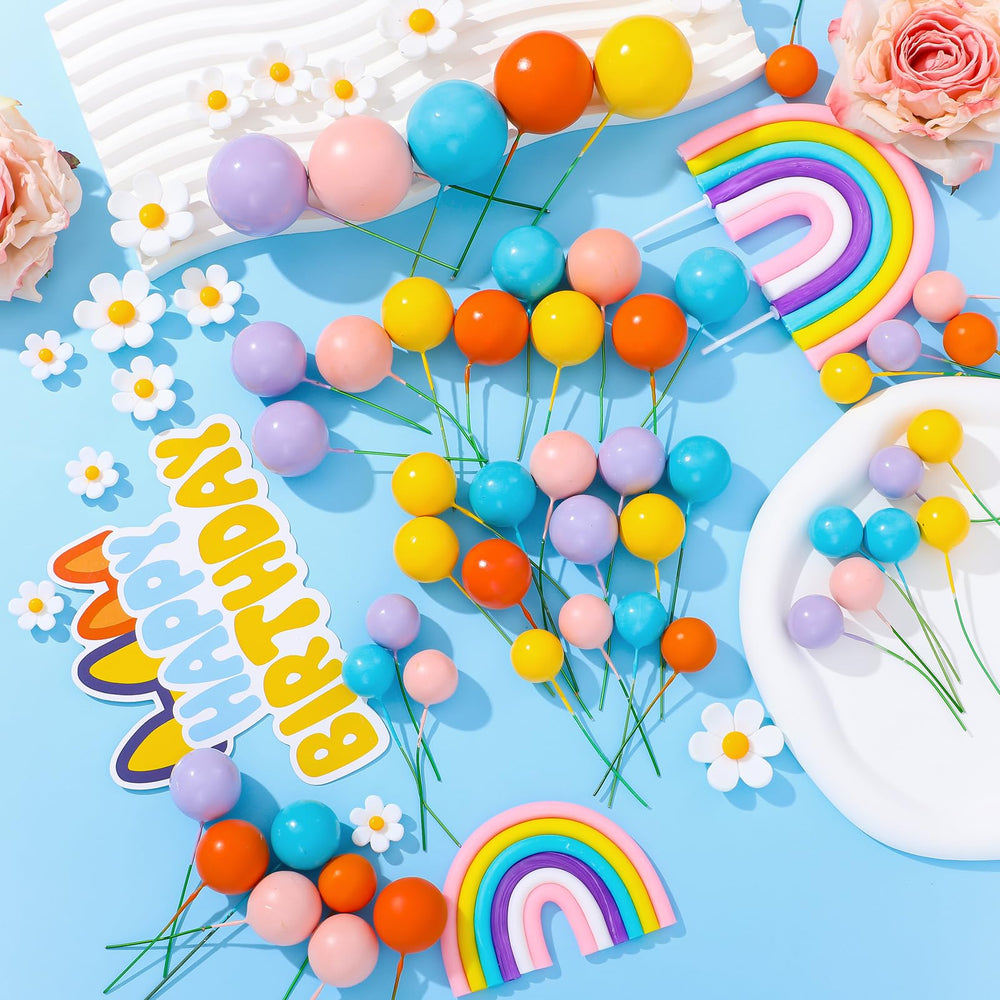 ProSuites ball cake topper multi-color set enhances festive treats