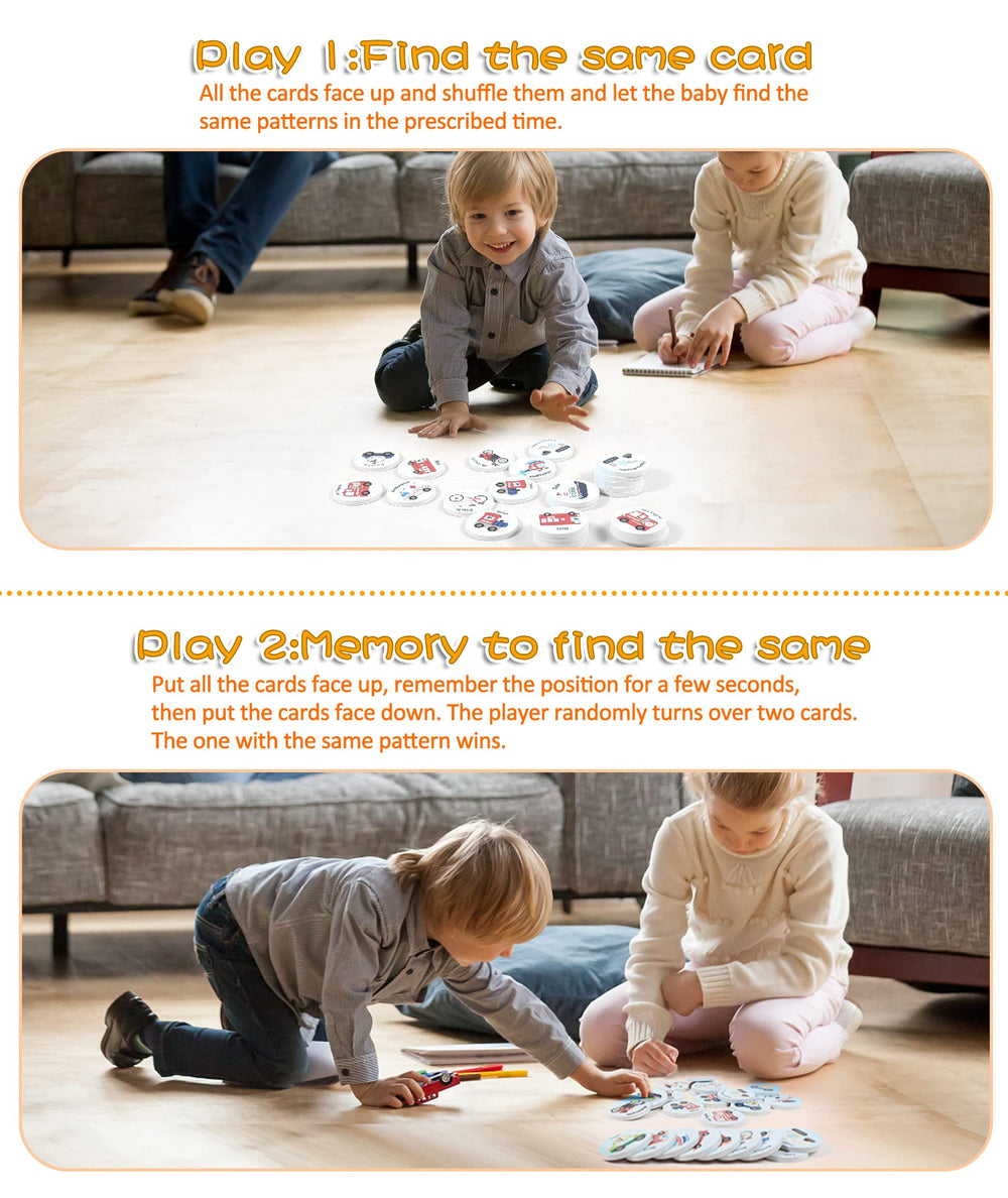 Two players compete in Protado memory game to encourage turn-taking and focus.