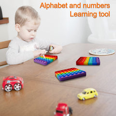 Proweber Alphabet Pop square design close-up emphasizes durable sensory play.