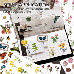 PRSTINCOL Flower Sticker Book pages open—extensive variety for scrapbooking projects.