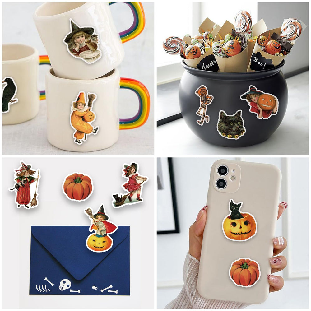 PRSTINCOL retro pumpkin stickers: perfect for festive cards and gift wrapping.