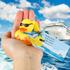 Prudiut cruise duck tag with writable surface for names and sailing details.