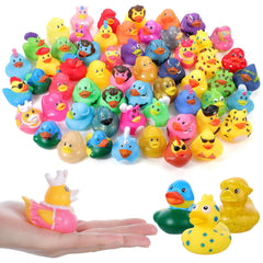 Prudiut rubber ducks assorted designs for bath time and party decor.