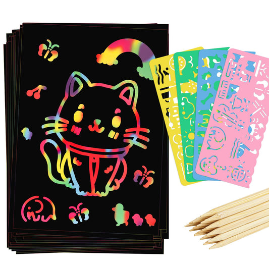 Prudiut Scratch Art Rainbow front view reveals vibrant colors for quick creativity.