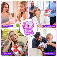 Ptdumyjua handheld axolotl squishy is comfortable to hold and squeezable for relaxation.