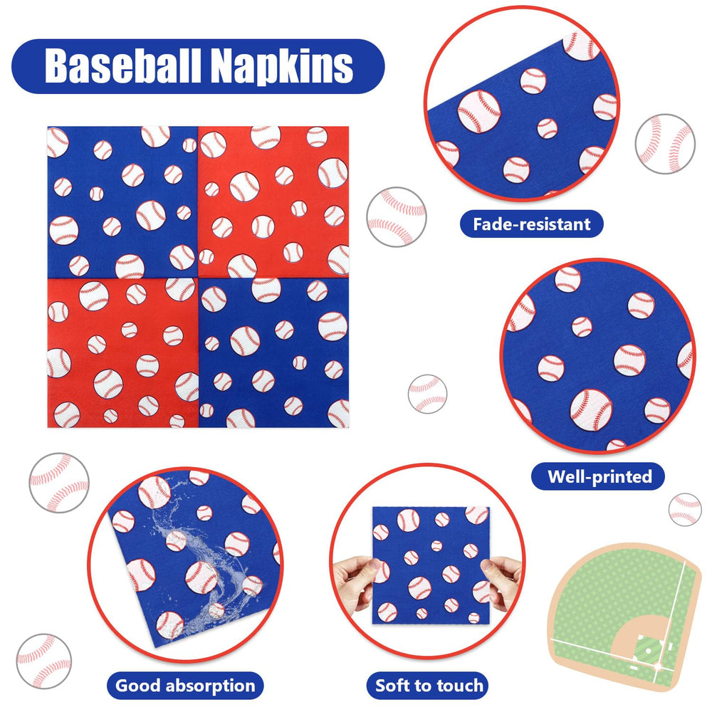 PTECDROTS baseball napkins colorway in red blue white for festive decor.