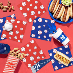 PTECDROTS baseball napkins used in party setup for kid-friendly sports events.