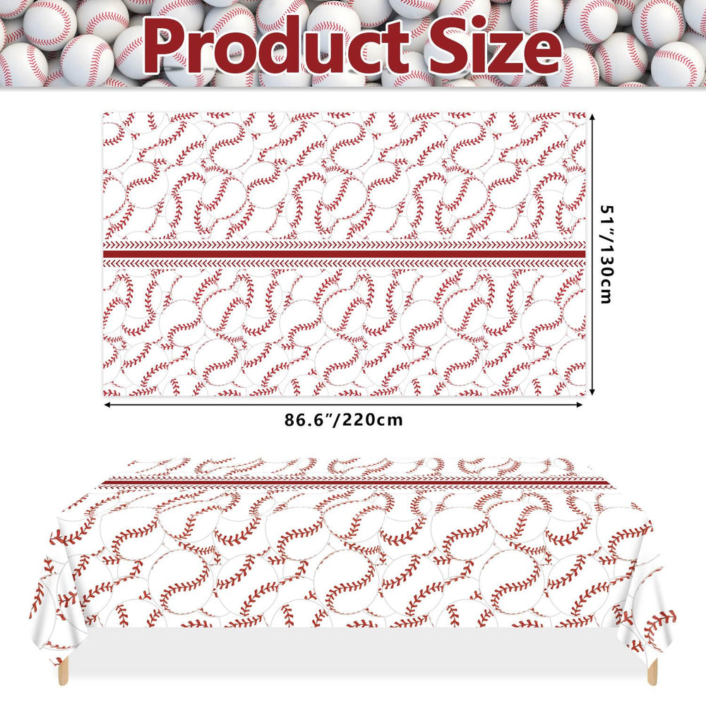 PTECDROTS baseball tablecloth pattern close-up highlights the vivid baseball design for themed events.
