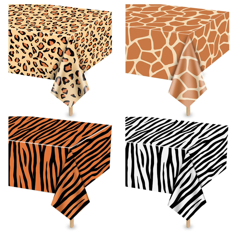 PTECDROTS leopard print tablecloth enhances jungle party decor while protecting surfaces.