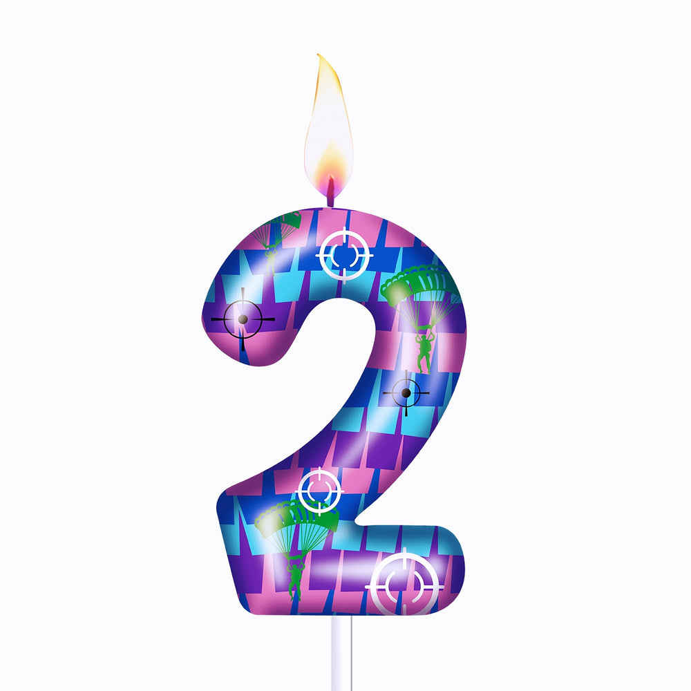 PTUSAL gaming theme candle gradient pour enhances cake with a vivid retro arcade look.