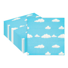PUEVENYI blue sky clouds napkins set, 40-count, ideal for festive table décor.