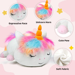 Puffpals soft texture plush unicorn close-up for skin-friendly softness.