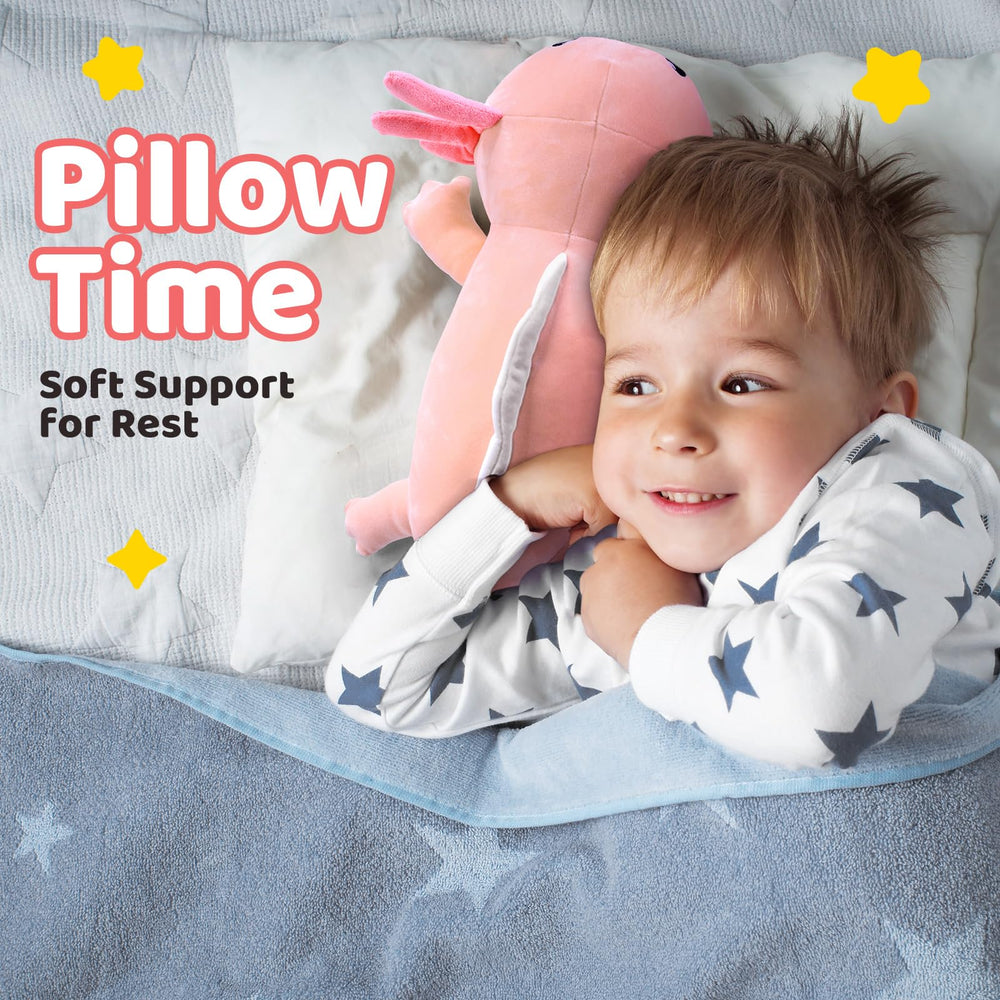 Puffpals weighted axolotl soft texture close-up, skin-friendly and cuddle-ready.