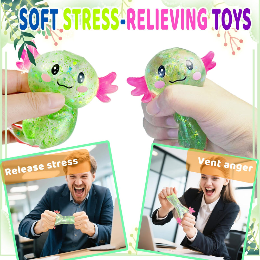 Puffwize Axolotl squishy durable TPR construction for repeated squeezing.
