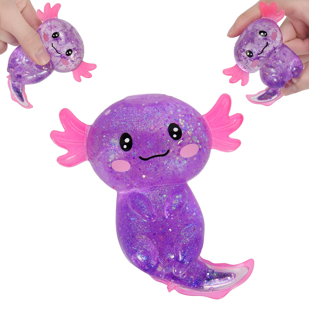 Puffwize Axolotl Squishy Glitter Purple for stress relief and focus