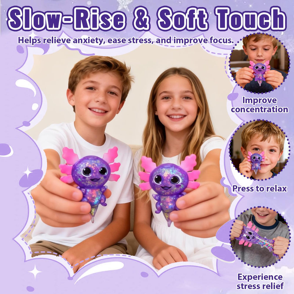 Puffwize Axolotl Squishy Toy soft texture for cozy squeezes.