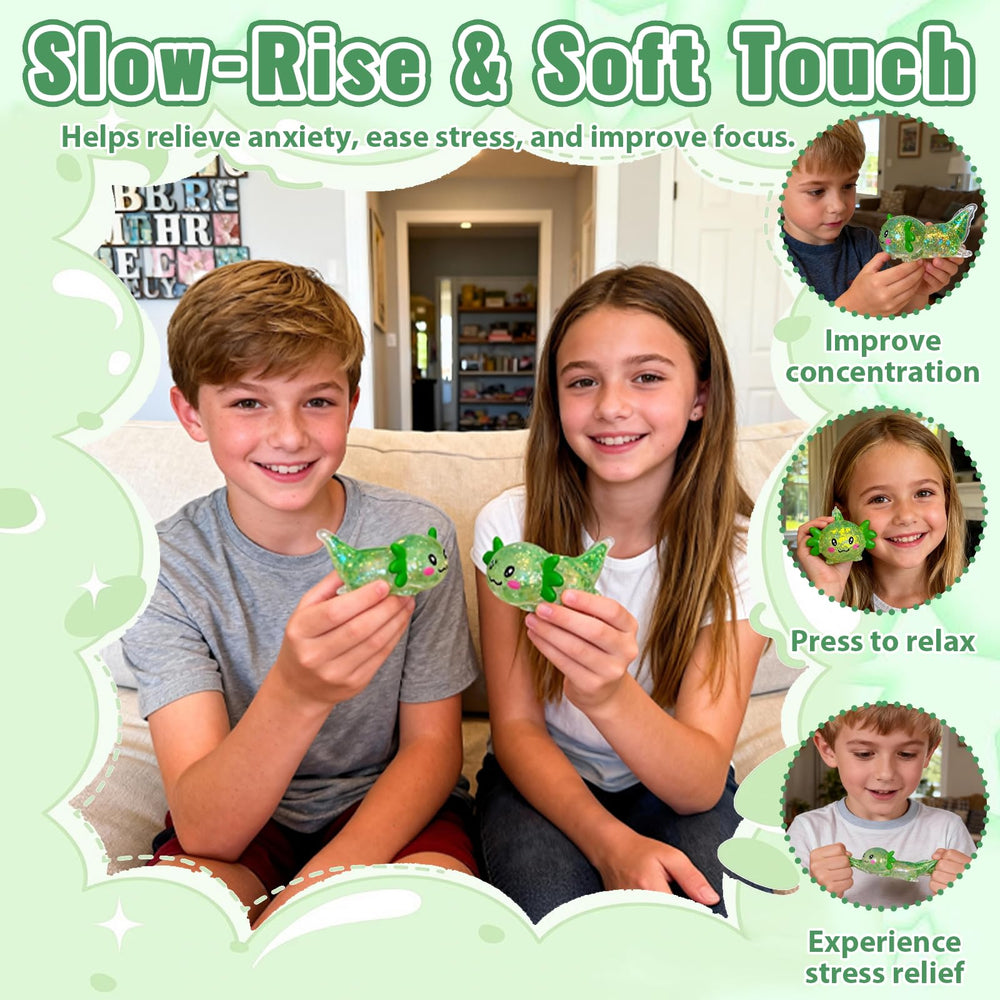 Puffwize Axolotl squishy toy textured-skin emphasizes comfortable, long-lasting squeezes.