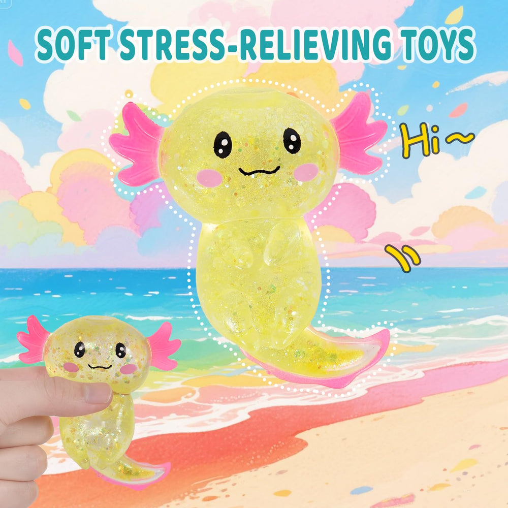 Puffwize Axolotl squishy yellow is easy to clean after play sessions.