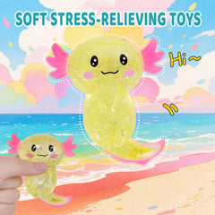 Puffwize Axolotl squishy yellow is easy to clean after play sessions.