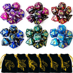 PUGED DND 42-pc dice set with vibrant colors for engaging tabletop campaigns.