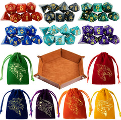PUGED DND dice set with 42 colorful polyhedral dice for D&D sessions