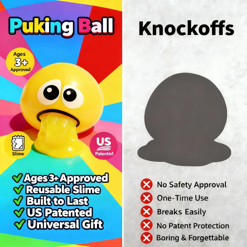 Slime release from Puking Ball showing dynamic sensory action.