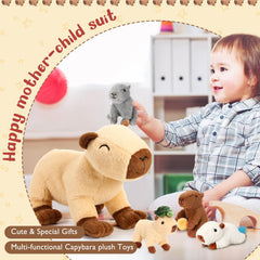 PullCrease capybara easy-care plush, quick fluff after unboxing