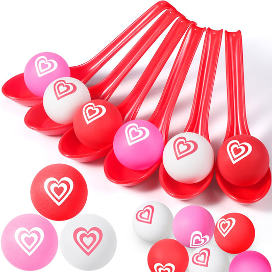 PullCrease Valentine spoon relay set ready for indoor or outdoor party fun.