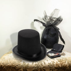 Pumtus formal tuxedo vampire hat adds classic flair to white-tie outfits.
