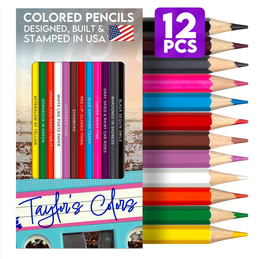 Pun Labs Swiftly Colored Pencils with lyrics-foil names add stylish flair for art projects