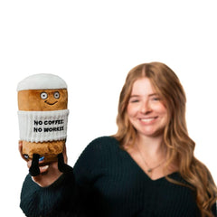 Punchkins Coffee Plushie lifestyle decor blends whimsy with modern desk setup.