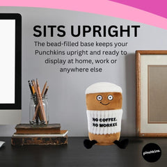 Punchkins Coffee Plushie shelf display adds a playful touch to any office.