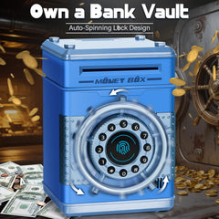 Pupidiu piggy bank with rotating wheel simulating vault opening for fun savings