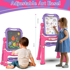 PUPPSITTY 360-degree rotating easel for flexible drawing angles during play.