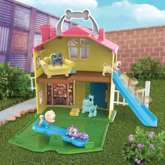 Puppy Dog Pals Stow N' Go Playset see-saw invites cooperative, active play.
