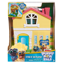 Puppy Dog Pals Stow N' Go Playset stands 9 inches tall for compact display.