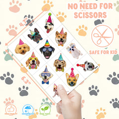 Puppy Theme Dog Tattoos skin-safe label highlights gentle materials on pets.